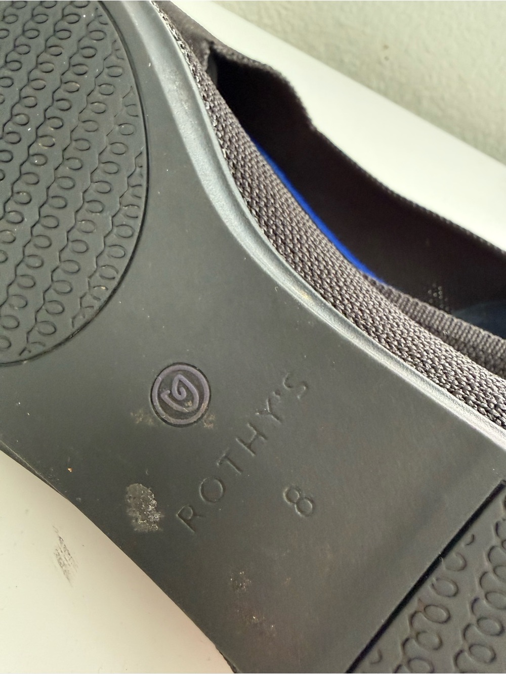 Rothy's the flats round ballet size 8 Black Knit Flats with Blue Trim - Picture 5 of 10